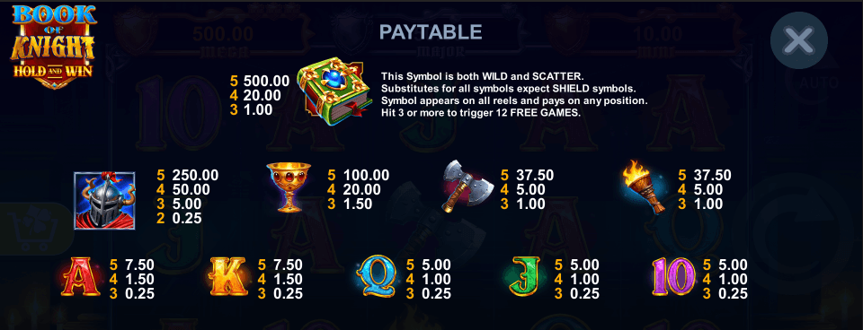 Book of Knight Hold and Win Symbols